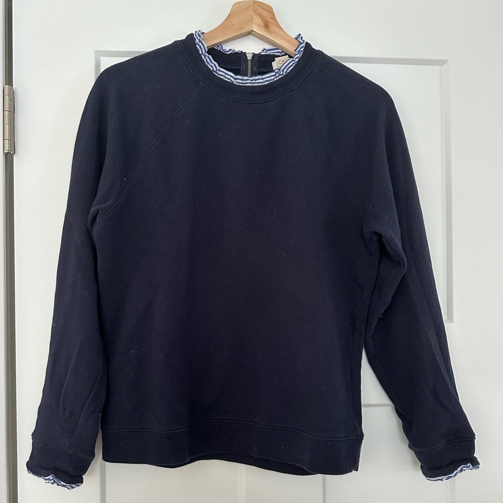J. Crew Blue Sweatshirt with Ruffles